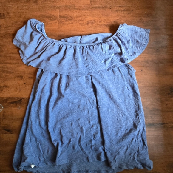 Chic Off The Shoulder Light Blue Blouse | Size - XL - Picture 2 of 5